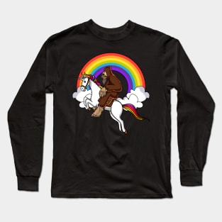 Bigfoot Riding Unicorn Long Sleeve T-Shirt